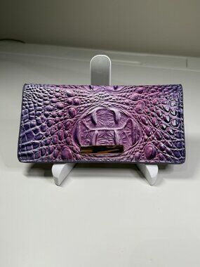 NWOT Crocodile Embossed PU Leather Fold Over Wallet Purple